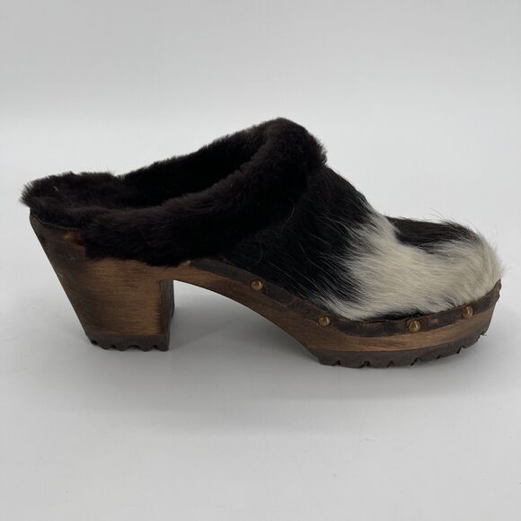 Tessa Swedish Clogs Womens‎ 40 Mountain Sole Cow Shearling Animal Print Colorado - Picture 5 of 12
